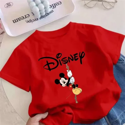 Cartoon Disney Mickey Print Pure Cotton Children's Short Sleeved Summer Children's Clothing Western-style Casual Children's Top